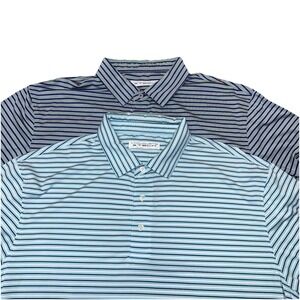 Carnoustie Tech Golf Polo Button Up S/S Blue Striped Stretch Men's‎ XL (Lot 2)